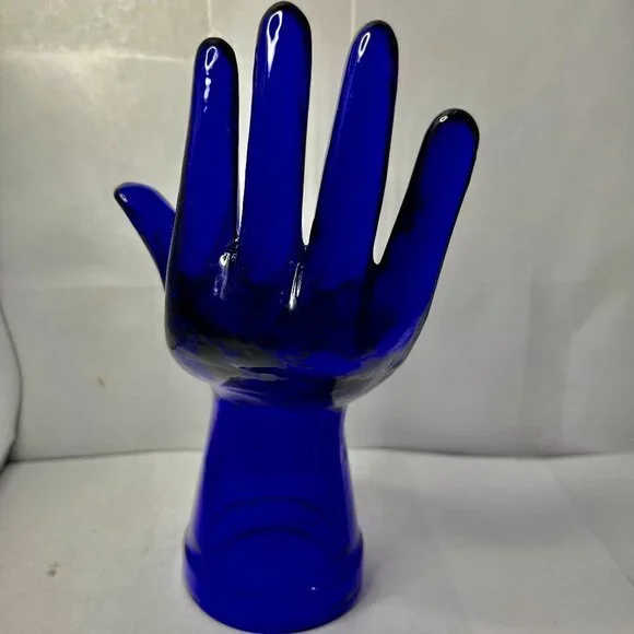 Vintage Cobalt Blue Glass Hand Ring Holder - Picture 2 of 5